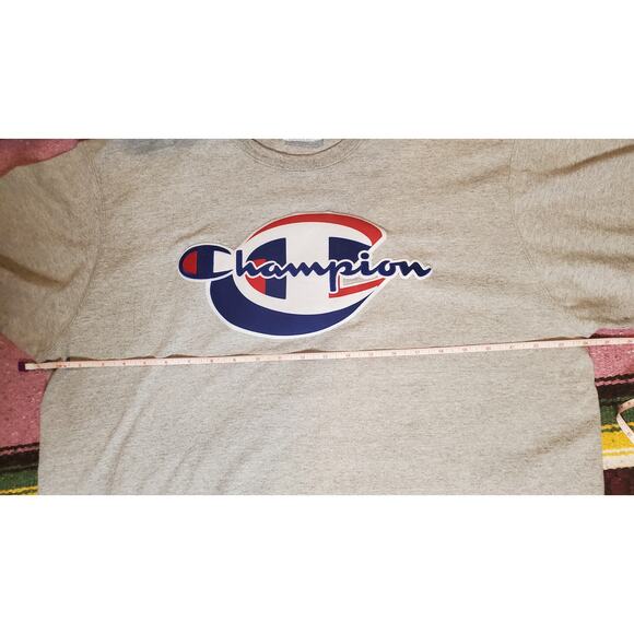 Champion Big Patch Embroidered Logo Gray Shirt 2XL - Picture 6 of 6